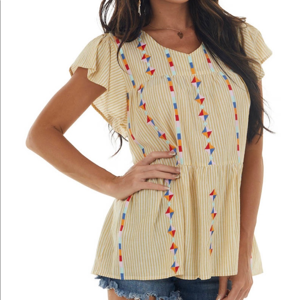 New without Tags - Never Worn. Size Small - Boutique Embroidered Top
